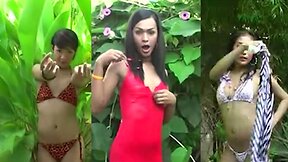 Three Ladyboys Striptease