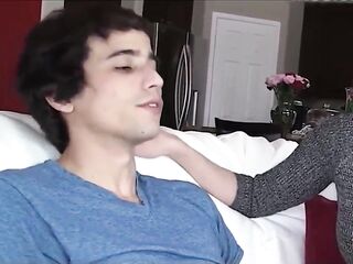 a guy is leaving home, but MILF gives him her pussy to stay