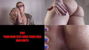 POV your dom sits over your face and farts