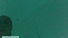 Carissa in the salt float session with nipple suction devices on