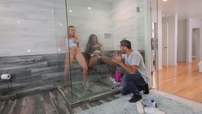 Busty Ebony Maid Teaches Slutty GF to Squirt in FFM Threesome