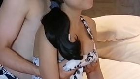 Roughly fingering&#x1F449; my busty wife's titties in a bikini &mdash;  making her cum hard with a close-up shot