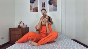 Sitting and butt tower on the skinny prisoner By Rosalia Peeach ,Ariel and Cris Cam Babi part 1