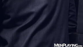 Latino Gabriel Lunna is spitroasted by Cristian Sam & Xavi Duran