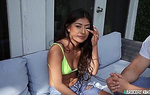 Petite Latina teen handling huge dick