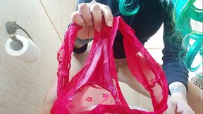 I love to pee inside my transparent underwear .. now I have my pussy so hot and wet