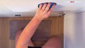 Straight Guy with an Xl Cock Sneaks to the Gloryhole - While His Wife Waits in the Car