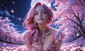 Blush Petals and Pink Moans Beneath the Blossoms