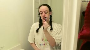 Black Eye Tooth Brushing in Braids