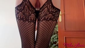 Try on sexy fishnet crotchless bodystocking - NO AUDIO -