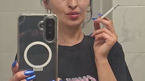 Spiting on mirror and smoking , smoke cough and spit phlegm by Anna Sparkle