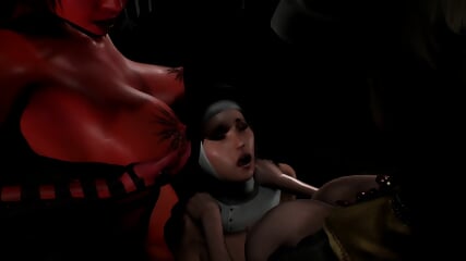 Two horny succubus seduced futa nun to sinful sex on Halloween [Excerpt, Old Work]