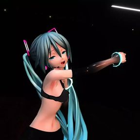 Hatsune Miku Dancing In Sexy Black Tight Clothes (3D HENTAI)