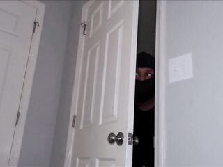 Burglar gets caught & tempted in lady's abode after breaking in