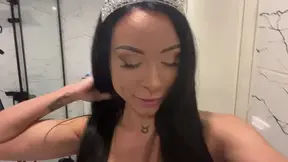 Dominant Goddess in Heels Uses Submissive as Footstool