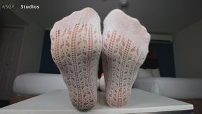 Heather patterned sock tease
