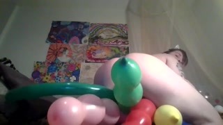 Looner Balloon play, 5 ft clown&amp; squiggly balloons B2P Hump2pop pussy stuff suck&amp; Fuck 5ft balloon