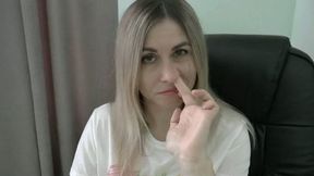 A beautiful woman picking her nose WMV HD 720p