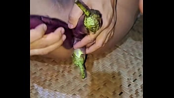 Myanmar gay homemade solo eggplant playing