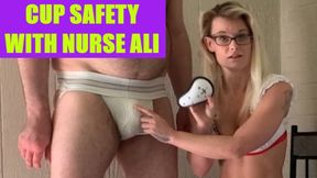 Cup safety with Nurse Ali! HARD BALLBUSTING!