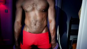 Slowing Stripping Off While Doing My Workout. Flexing My Muscles Body, With My Big Bulge.