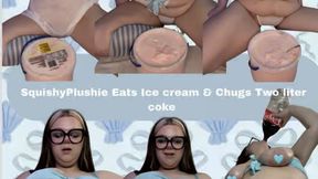 Feedee Tries to Finish a Whole Tub of Ice Cream… Then Chugged a 2L