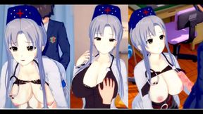 Big-Breasted Eirin Yagokoro Rubs Tits & Gives Blowjob in 3D Hentai Koikatsu! Touhou Scene