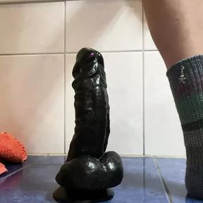 Huge dildo anal fuck with 6,5cm x 30cm Black dildo