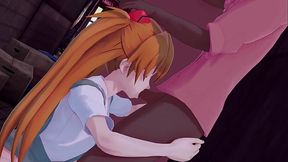 Asuka sucking a Big Black Cock