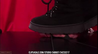 Suede Platform Fishnet Boot Trample Double Cumshot Cock Crush Shoejob POV HD Exclusive
