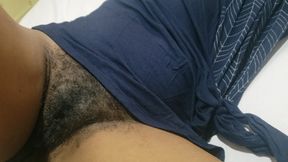 Secret midnight desires of an older woman as she lets her unshaven mature muff be teased