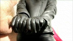 Handjobs in leather glove and jacket 1280x720