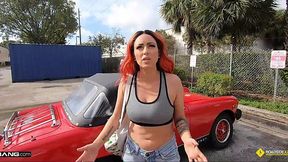 Fixing Up Car with Redhead's Blowjob and Doggystyle on the Side