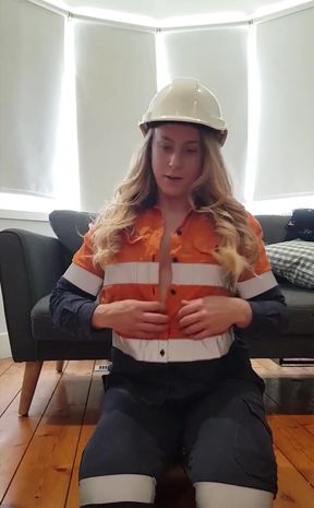 Nude finger Bash Sexy Strip in My Hi Vis Work Wear and Hard Hat. I'm I Naughty Tradie Girl. String Down Nude Where I Finger Mys