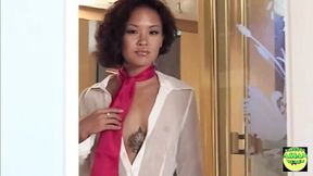 Short Haired Brunette Teases Lesbian Partner with Spanks and Twat Eating