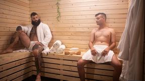 ”Sauna action with a twink & a bear - Markus Kage , Ryan Bailey”