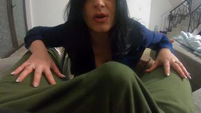 blowjob in black pantyhose & downjacket – cum all over my puffy coat