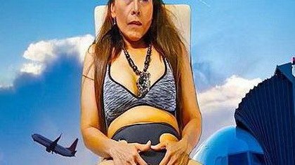 Sexy Strip In Front Of A Airplane