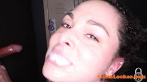 slurps up 8 loads of cum and swallows in glory hole