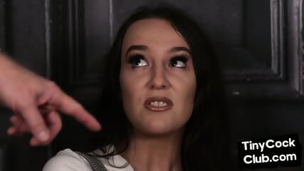 Nasty slut riding BBC in front tiny cock