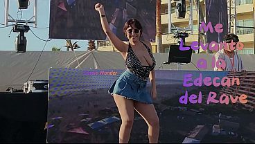 Rave Rosarito Beach: Hermosa edec&aacute_n se pone cachonda, sube al stage y termina mam&aacute_ndome la verga en mi auto hasta que le lleno la boca de semen caliente