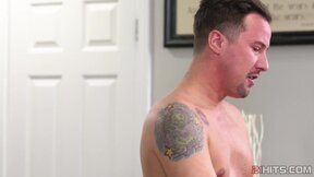 Hot wife massaging me with oily tits