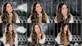 Academic girl enjoying 2 cigarettes in a row