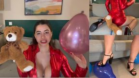 CRUEL Birthday Humiliation: Teddy Bear Gets Sit CRUSH, Balloon Pop & SPIT - 1080 HD