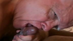 Grandpa Goes Wild Giving Sloppy Blowjob to Young 18+ Stud