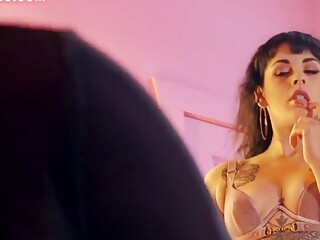 Redhead busty TS pussyfucks deepthroating GF in makeup room