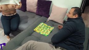 Hot Board Game with My MILF Latina Coworker Ends with Creampie Dripping From Her Pussy