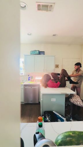 StepSon catches his ebony busty mom fucking the white neighbor.