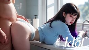 my stepbrother fucks my asian pussy in the bathroom [ai]