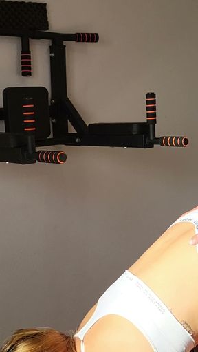 Home training turns into a hard fuck with my personal trainer   Clip 1